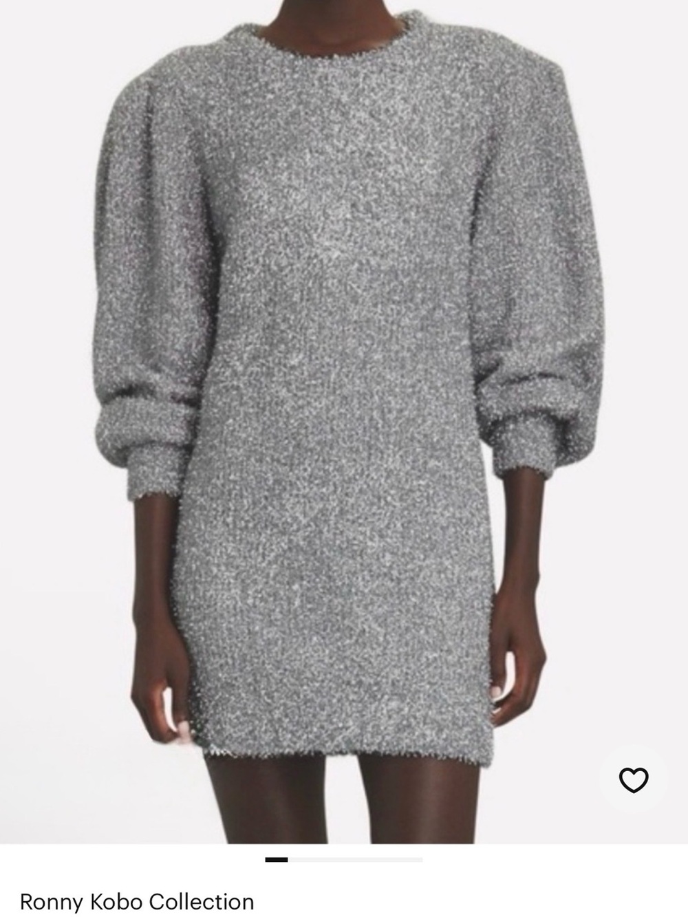 Ronny Kobo Collection Silver Glitter Long Sleeve Knit Dress